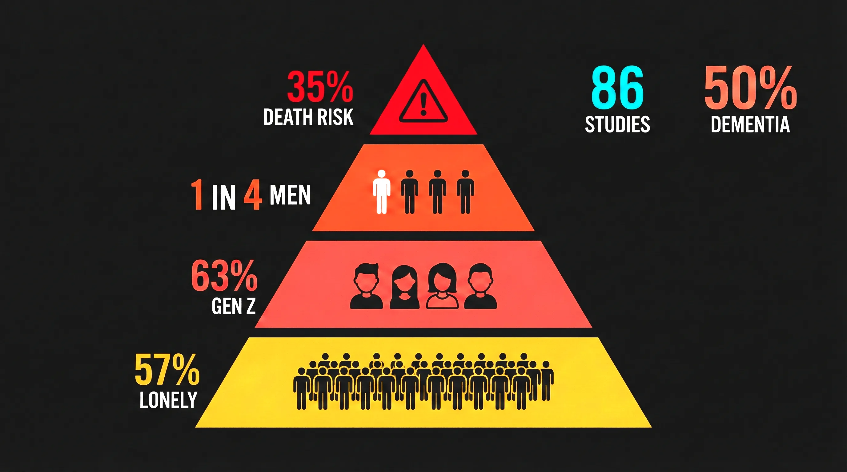 Infographic showing loneliness epidemic statistics and prevalence rates