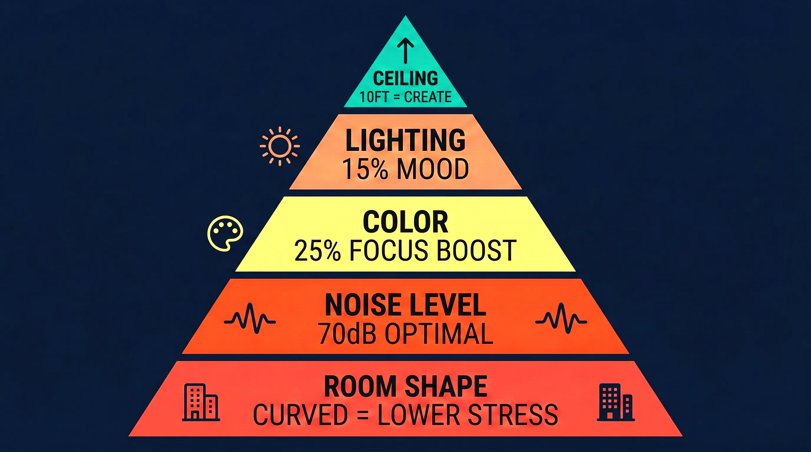 Infographic showing how room features affect mood and cognition