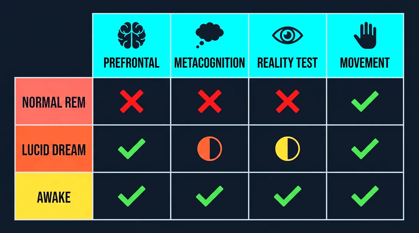 Brain activity comparison during normal REM sleep versus lucid dreaming