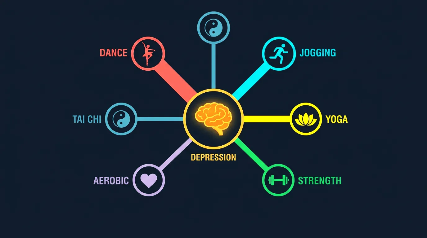 Ranking of exercise types by effectiveness against depression