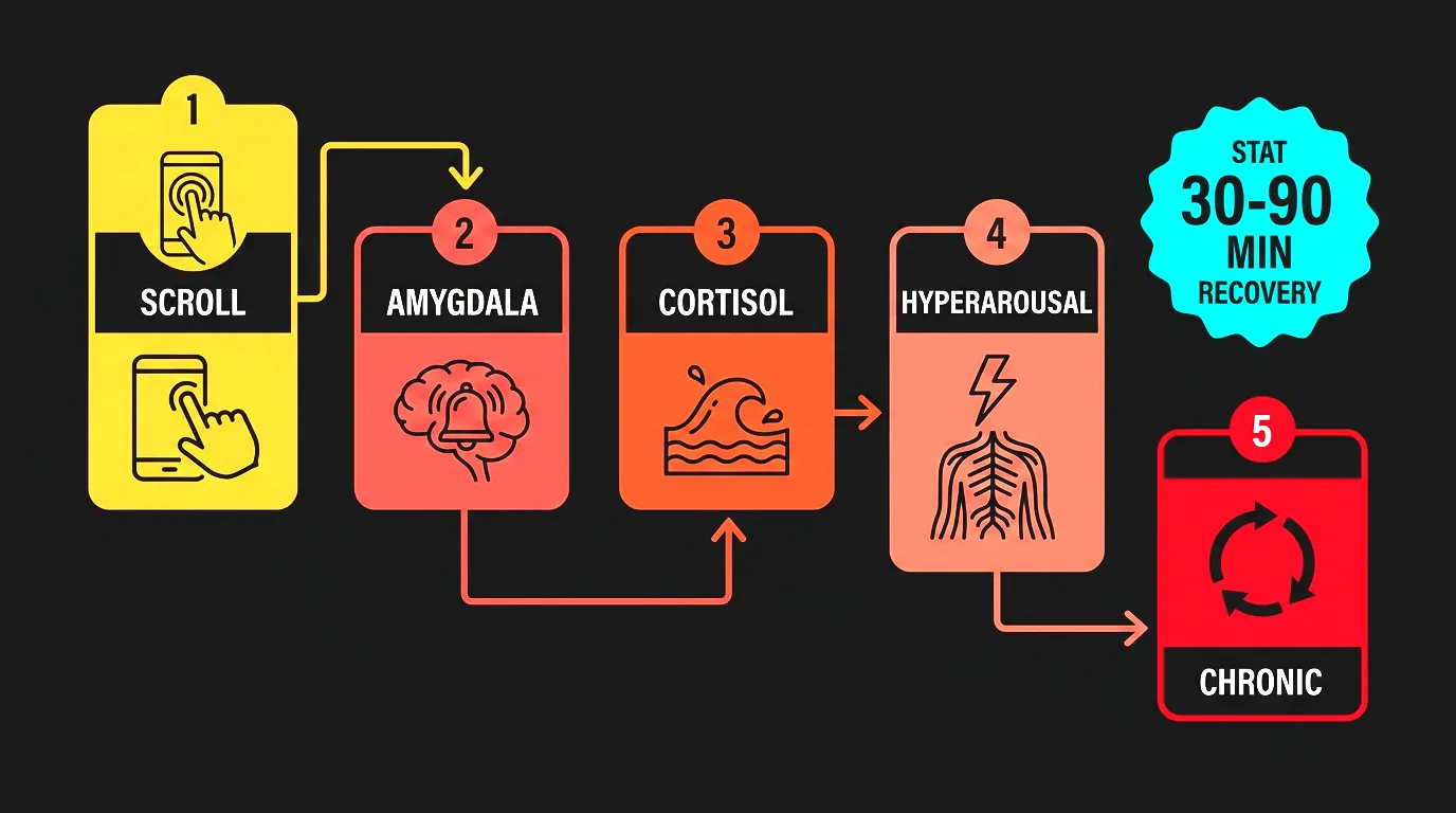 How doomscrolling activates the amygdala cortisol stress cycle in the brain