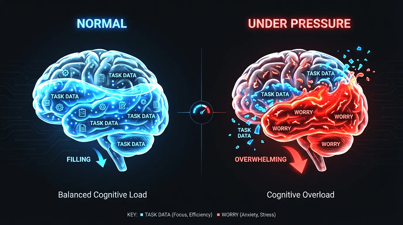 Comparison chart of high vs low working memory performance under pressure