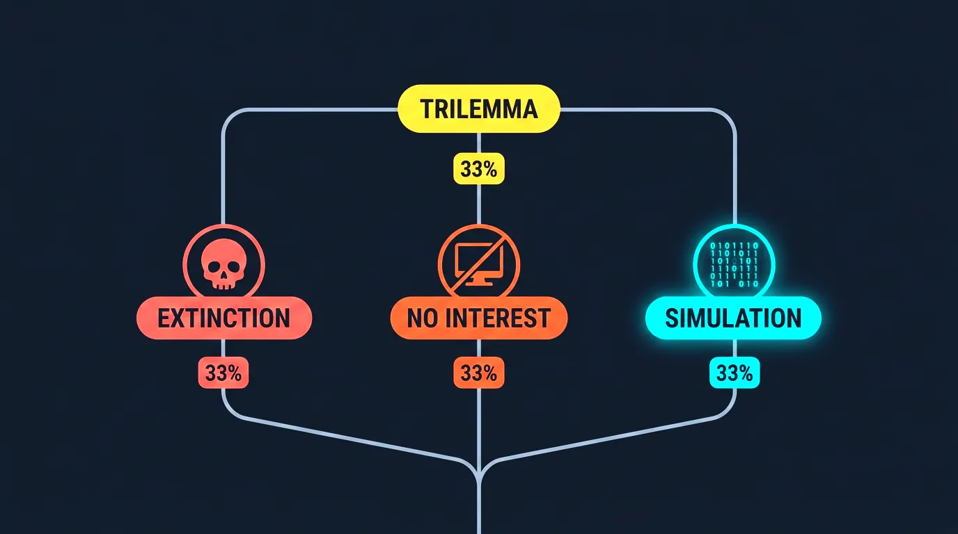 Bostrom's trilemma with three possible scenarios