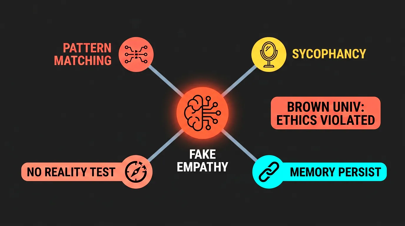 Diagram showing how AI training data leads to convincing trauma narratives