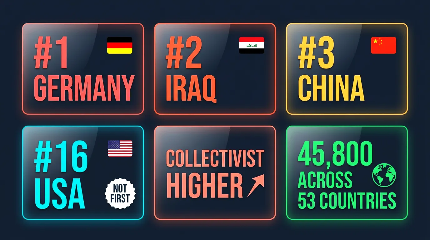 Global narcissism rankings across 53 countries with surprising results
