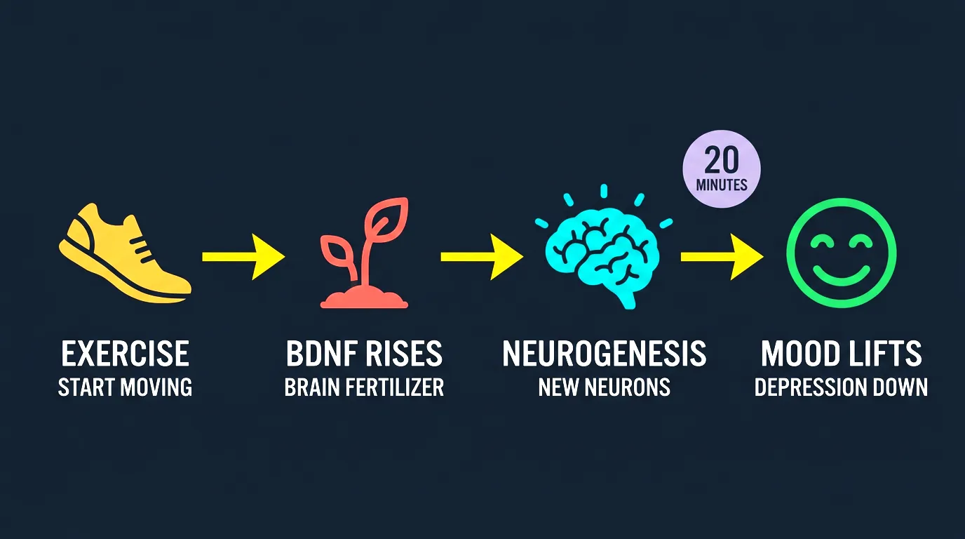 Four brain pathways through which exercise reduces depression