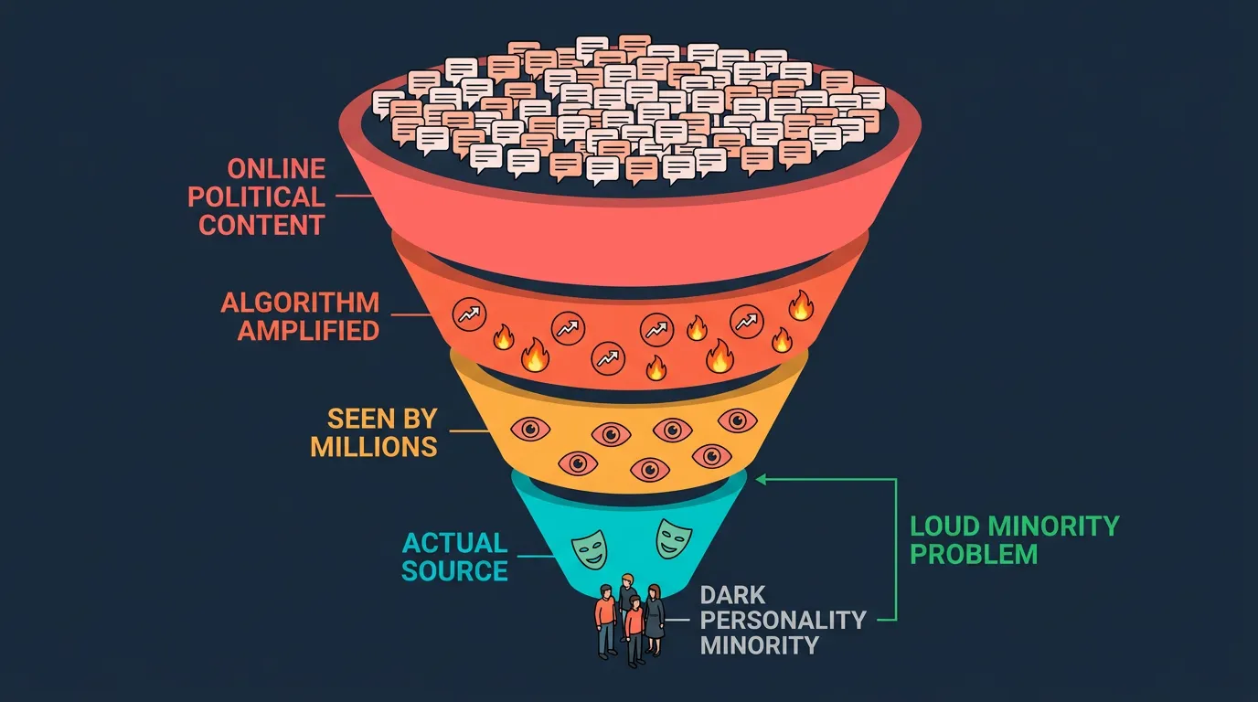 How dark personality traits distort online political reality and drive polarization